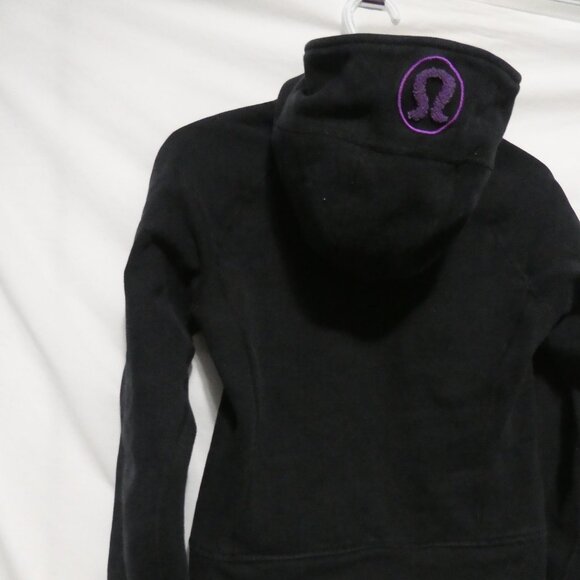 LULULEMON | size 4 | Black Scuba Hoodie W/ Purple Lining and Omega - Picture 12 of 15